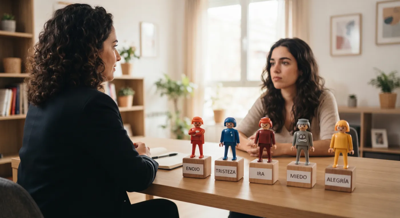 Figuras Playmobil que representan a una familia en una constelación